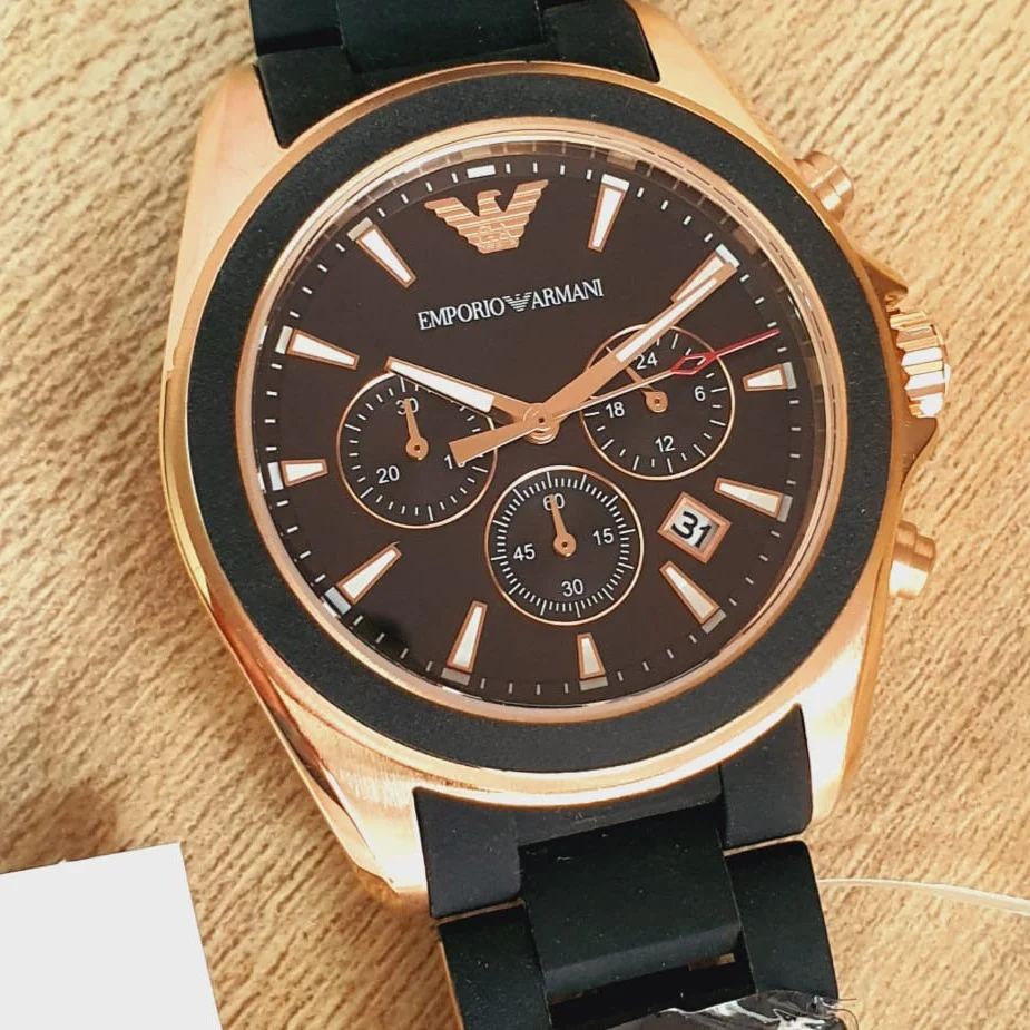 Emporio Armani Men’s Analogue Quartz Silicone & Stainless Steel Black Dial 44mm Watch AR6066 - Image 3