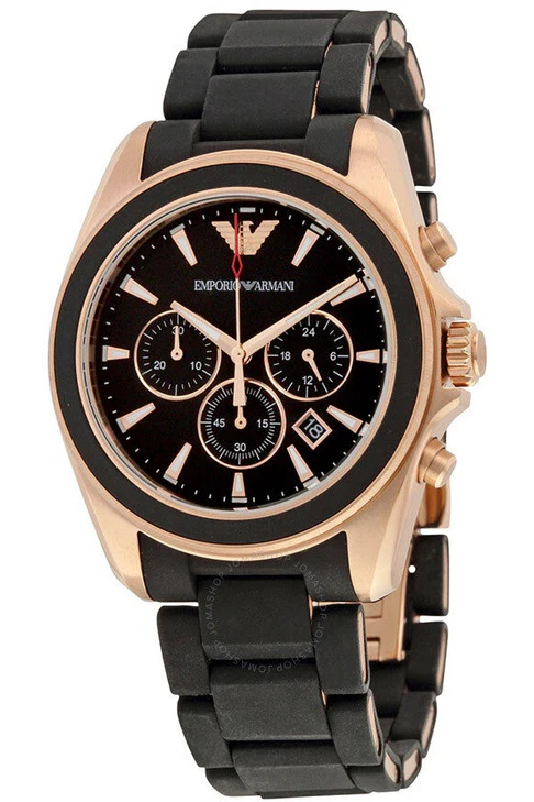 Emporio Armani Men’s Analogue Quartz Silicone & Stainless Steel Black Dial 44mm Watch AR6066 - Image 4