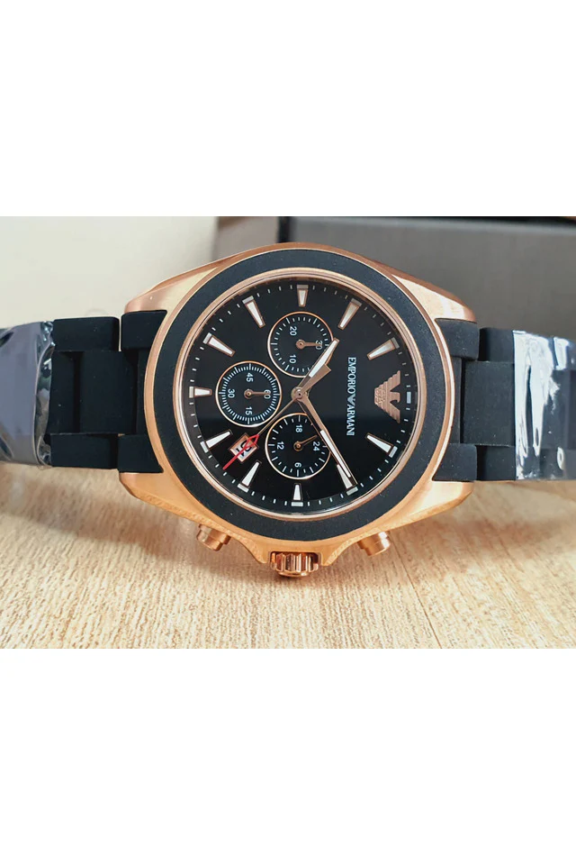 Emporio Armani Men’s Analogue Quartz Silicone & Stainless Steel Black Dial 44mm Watch AR6066 - Image 5