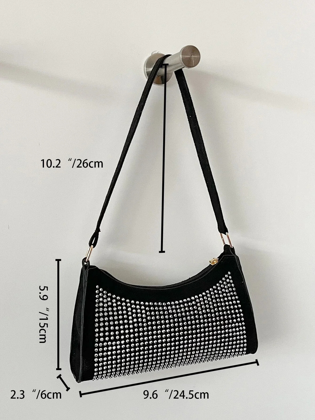 Shein Allover Studded Decor Baguette Bag - Image 3