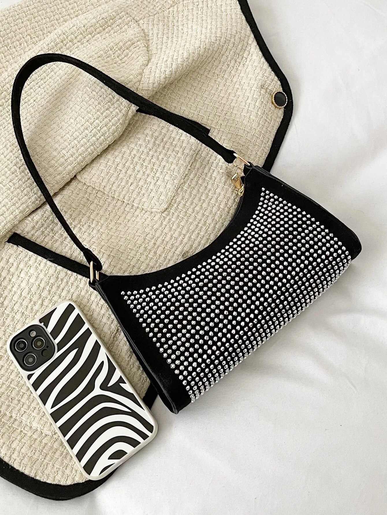 Shein Allover Studded Decor Baguette Bag - Image 6