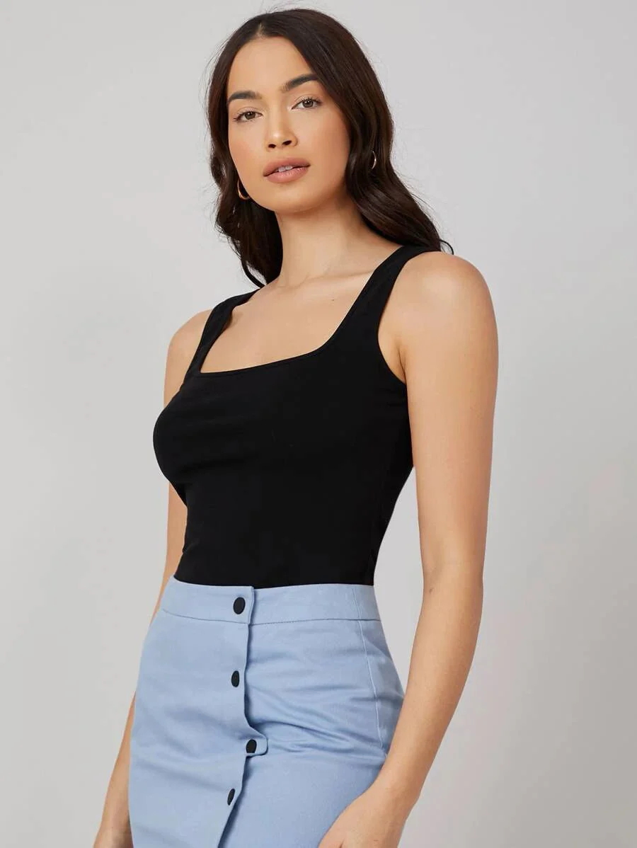 Shein Basics Square Neck Solid Tank Top - Image 3