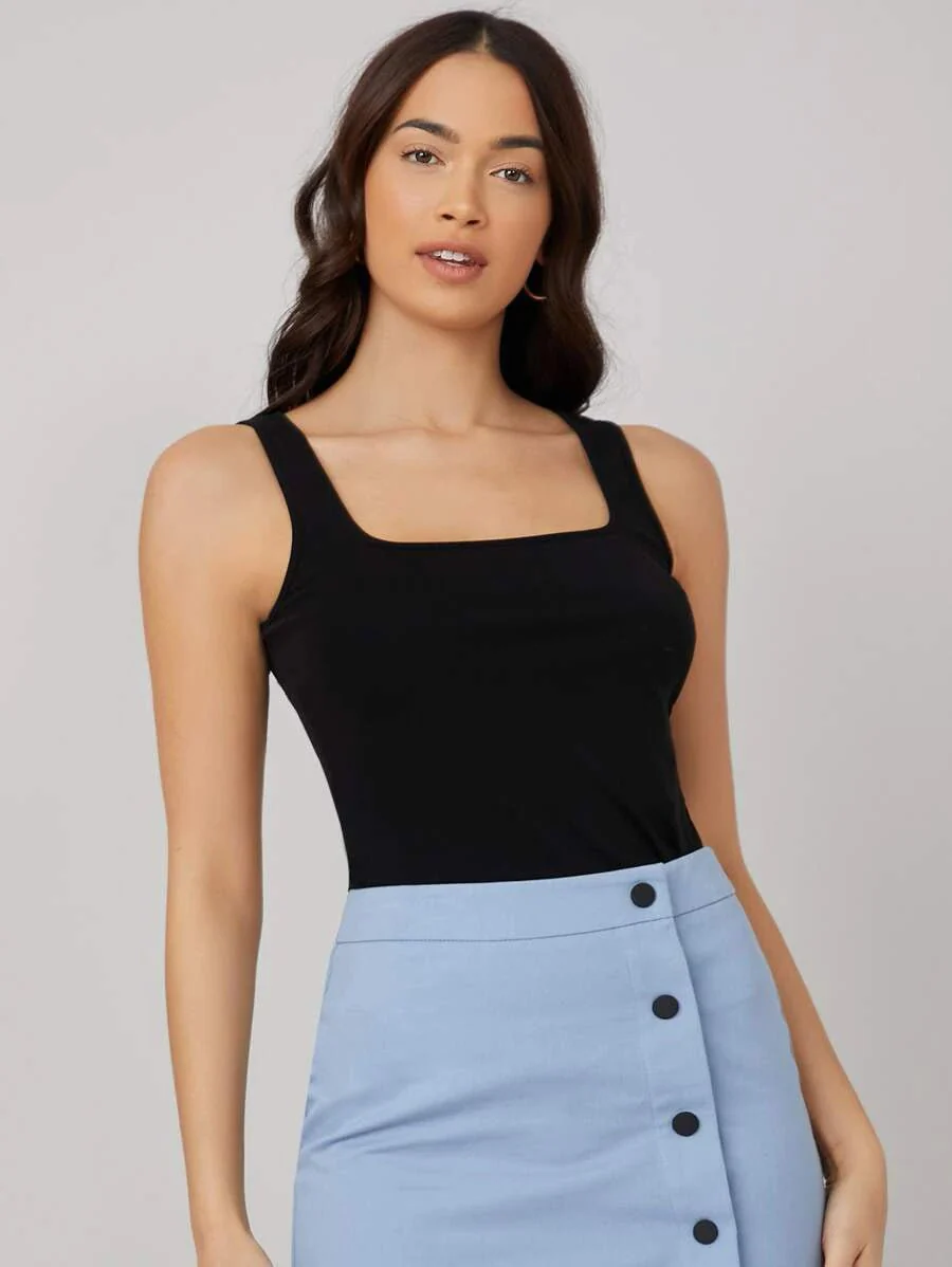 Shein Basics Square Neck Solid Tank Top - Image 5