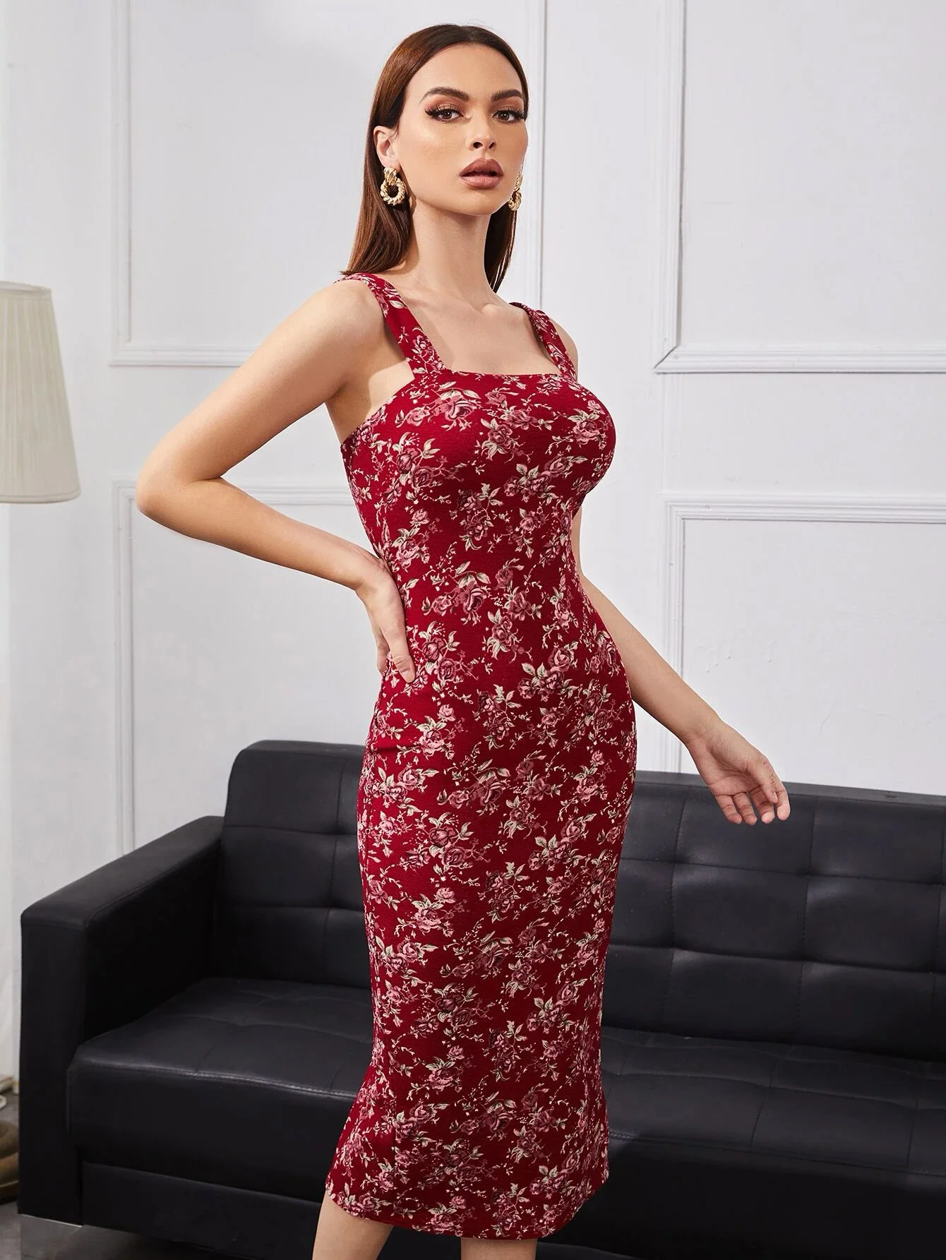 Shein Floral Print Split Hem Cami Dress - Image 5