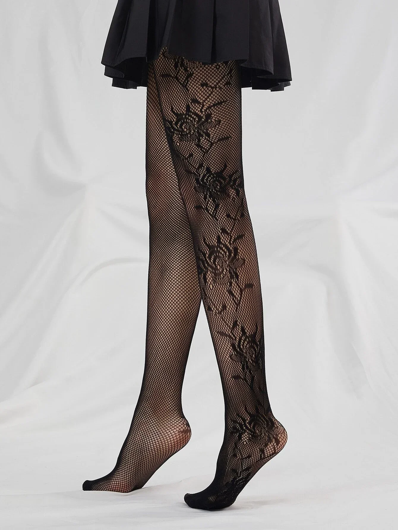 Shein Flower Pattern Fishnet Tights - Image 3