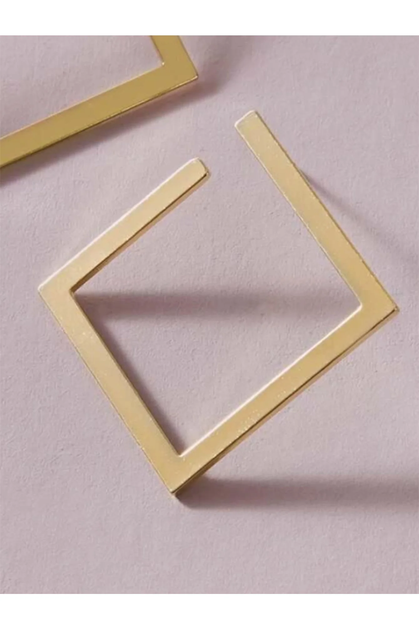 Shein Metal Square Hoop Earrings - Gold - Image 3