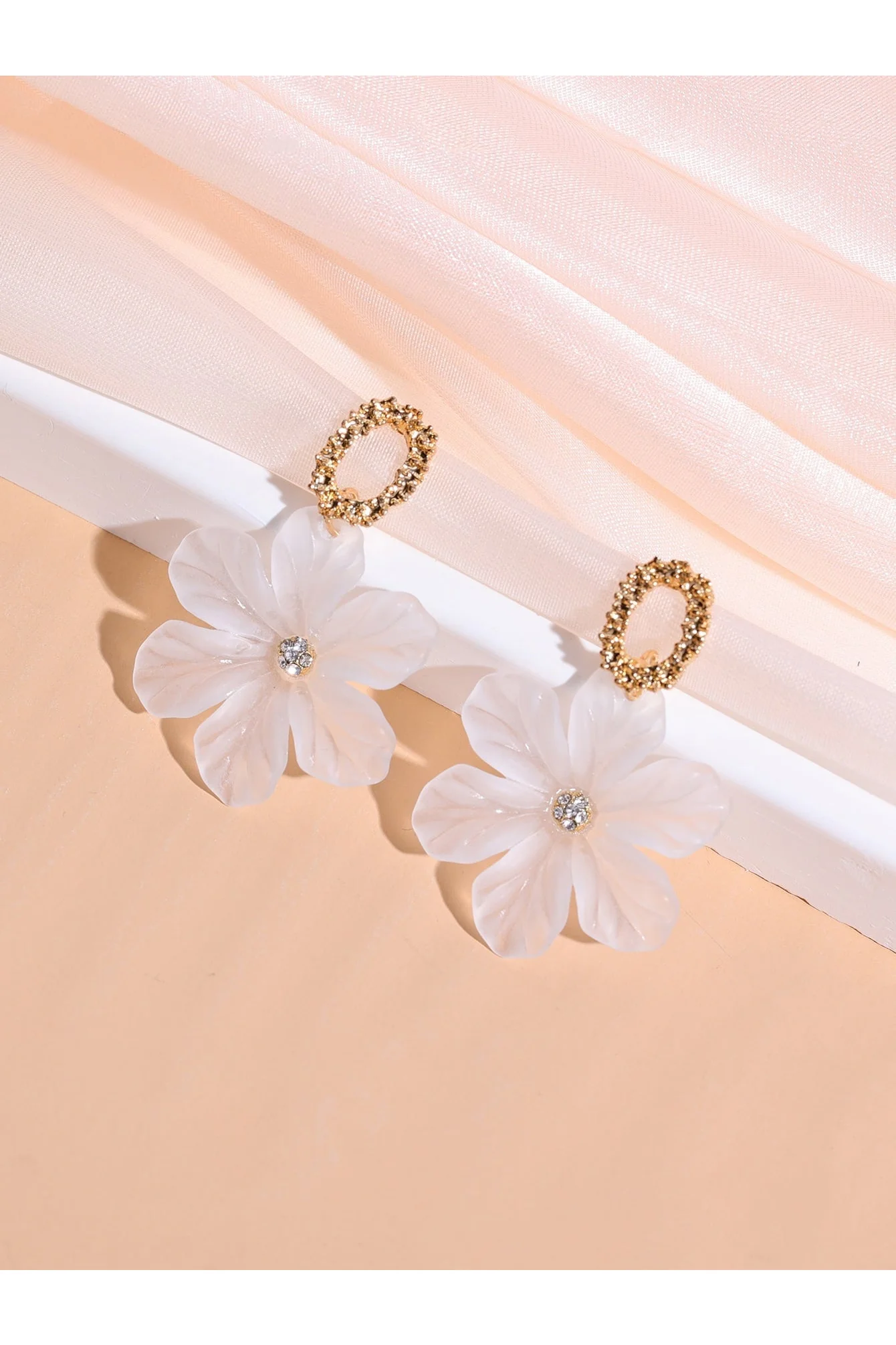 Shein Rhinestone & Flower Decor Drop Earrings - Image 4