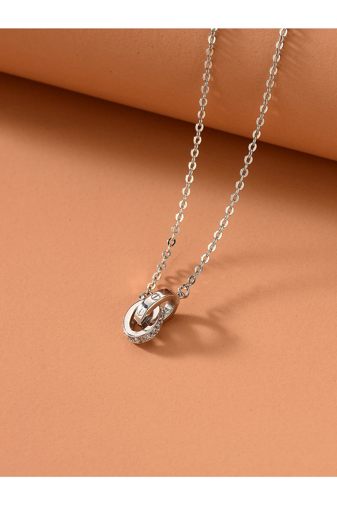 Shein Ring Pendant Necklace - Silver - Image 3