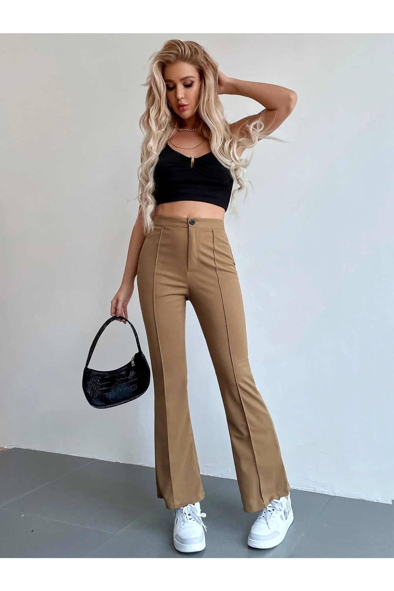 Shein Seam Front High Waist Flare Leg Pants - Image 6