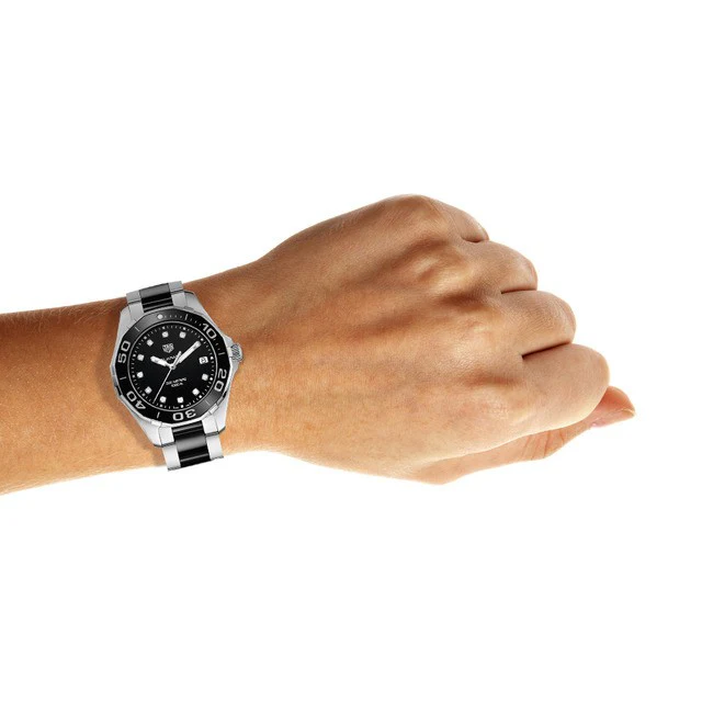 Tag Heuer Aquaracer Quartz Black Dial Two Tone Steel Strap Watch for Women - WAY131C.BA0913 - Image 19