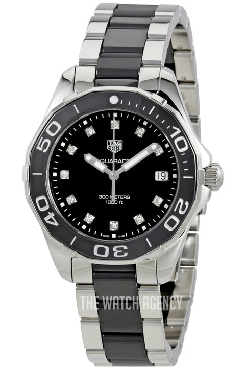 Tag Heuer Aquaracer Quartz Black Dial Two Tone Steel Strap Watch for Women - WAY131C.BA0913 - Image 3