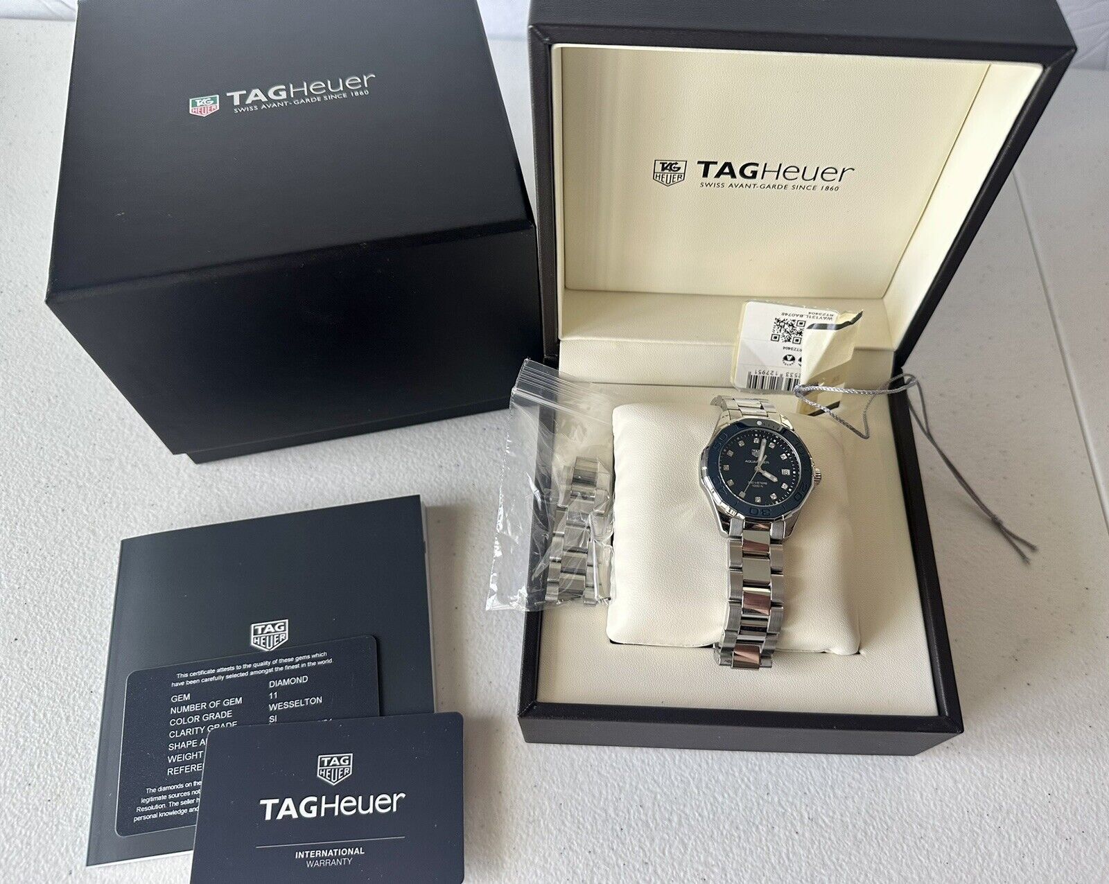 Tag Heuer Aquaracer Blue Dial Silver Steel Strap Watch for Women - WAY131L.BA0748 - Image 19