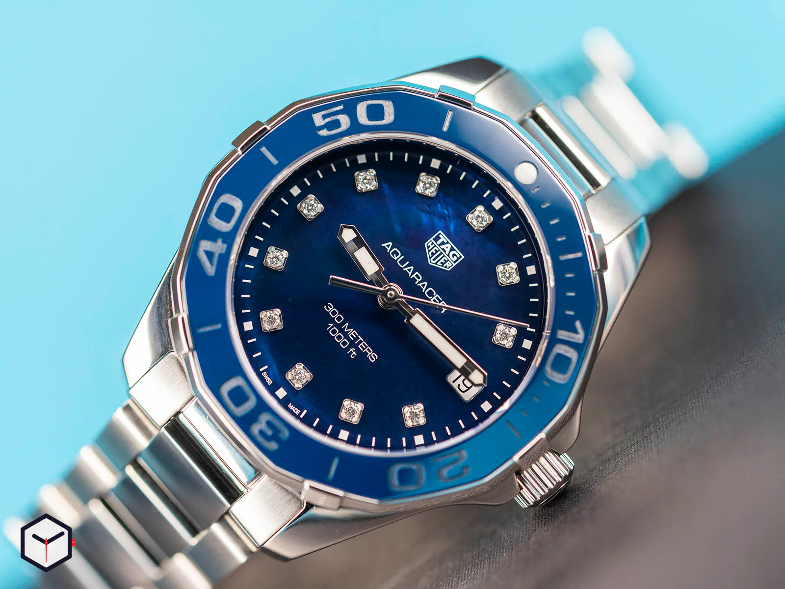 Tag Heuer Aquaracer Blue Dial Silver Steel Strap Watch for Women - WAY131L.BA0748 - Image 20