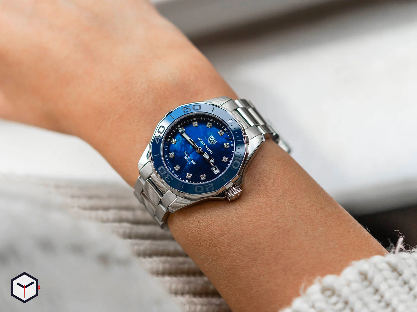 Tag Heuer Aquaracer Blue Dial Silver Steel Strap Watch for Women - WAY131L.BA0748 - Image 22