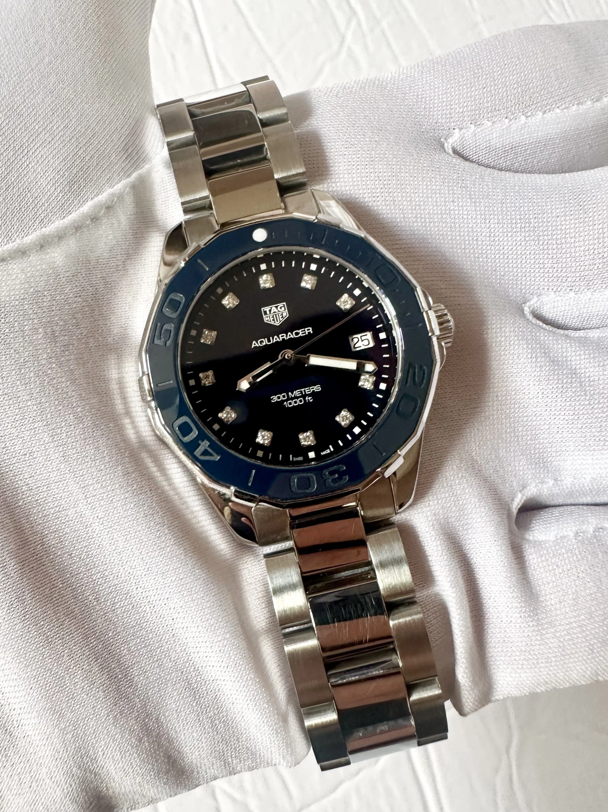 Tag Heuer Aquaracer Blue Dial Silver Steel Strap Watch for Women - WAY131L.BA0748 - Image 23