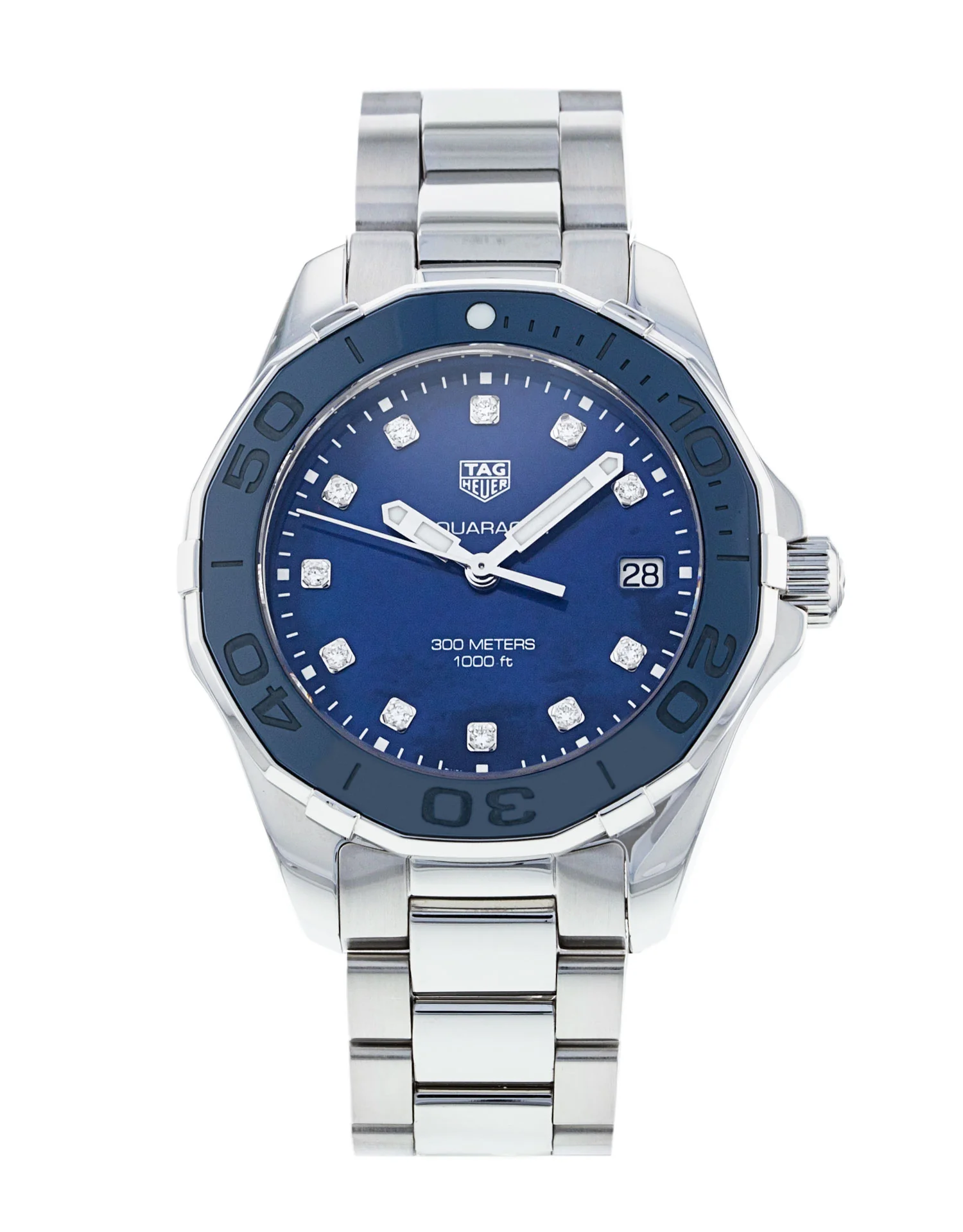 Tag Heuer Aquaracer Blue Dial Silver Steel Strap Watch for Women - WAY131L.BA0748 - Image 4