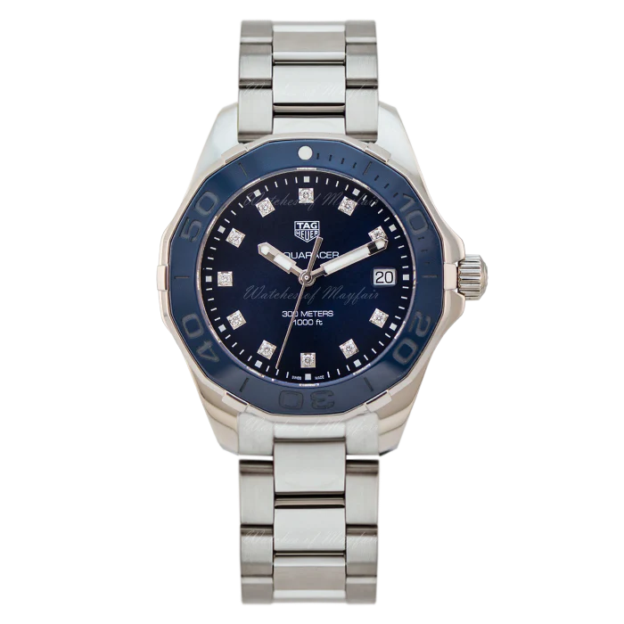 Tag Heuer Aquaracer Blue Dial Silver Steel Strap Watch for Women - WAY131L.BA0748 - Image 5