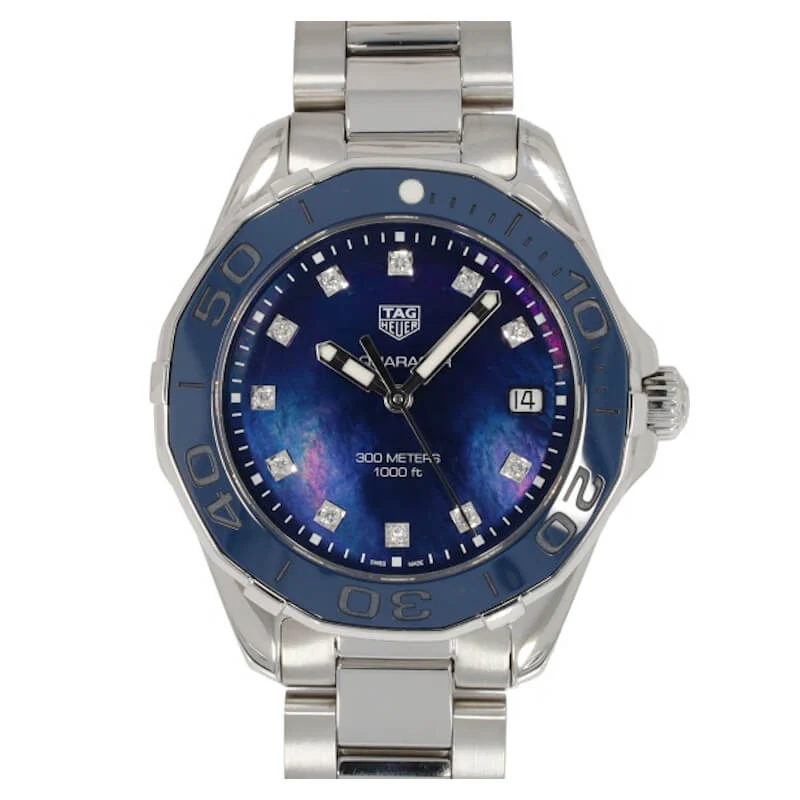 Tag Heuer Aquaracer Blue Dial Silver Steel Strap Watch for Women - WAY131L.BA0748 - Image 6