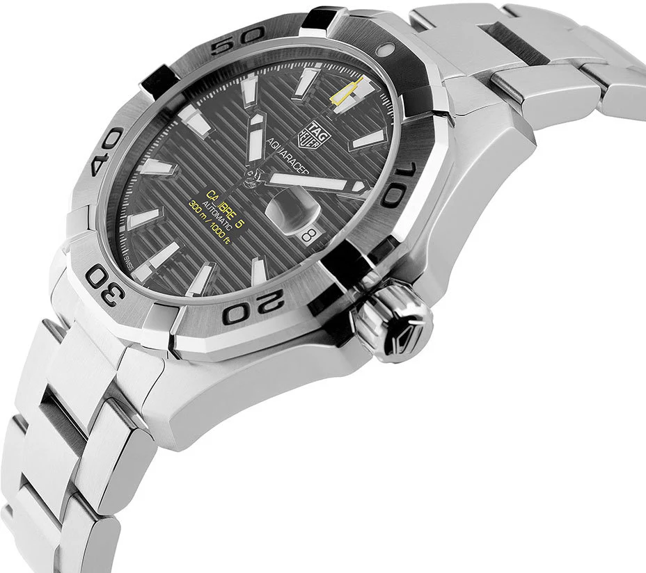 TAG Heuer Aquaracer Calibre 5 Automatic Grey Dial Silver Steel Strap Watch for Men - WBD2113.BA0928 - Image 11