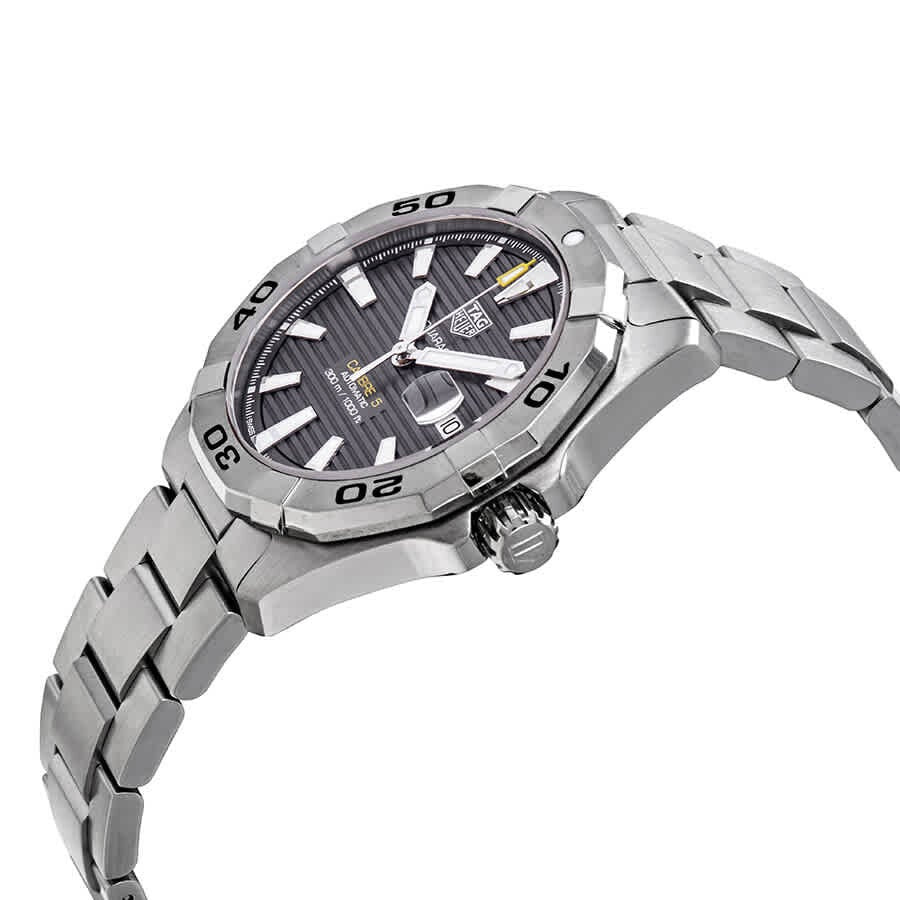 TAG Heuer Aquaracer Calibre 5 Automatic Grey Dial Silver Steel Strap Watch for Men - WBD2113.BA0928 - Image 13