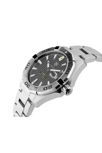 TAG Heuer Aquaracer Calibre 5 Automatic Grey Dial Silver Steel Strap Watch for Men - WBD2113.BA0928 - Image 15