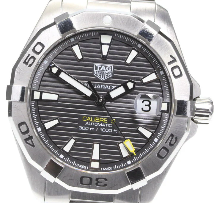 TAG Heuer Aquaracer Calibre 5 Automatic Grey Dial Silver Steel Strap Watch for Men - WBD2113.BA0928 - Image 17