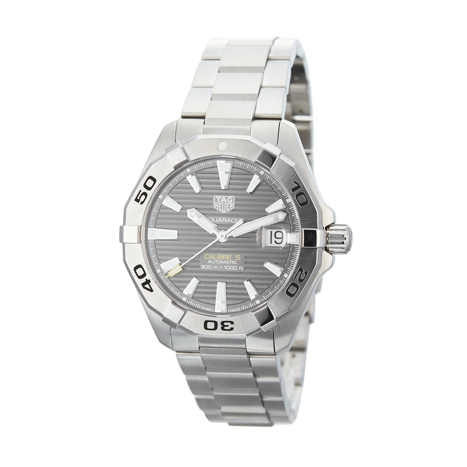 TAG Heuer Aquaracer Calibre 5 Automatic Grey Dial Silver Steel Strap Watch for Men - WBD2113.BA0928 - Image 18