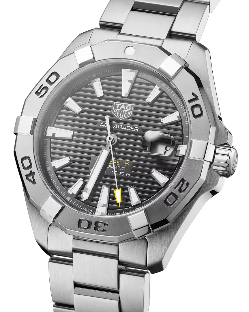 TAG Heuer Aquaracer Calibre 5 Automatic Grey Dial Silver Steel Strap Watch for Men - WBD2113.BA0928 - Image 20