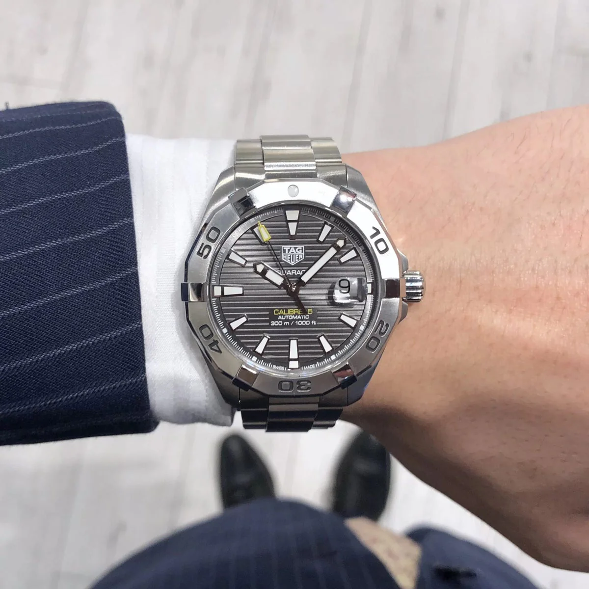 TAG Heuer Aquaracer Calibre 5 Automatic Grey Dial Silver Steel Strap Watch for Men - WBD2113.BA0928 - Image 28