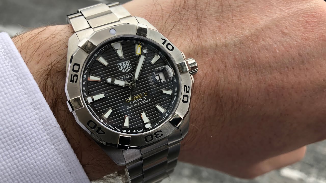 TAG Heuer Aquaracer Calibre 5 Automatic Grey Dial Silver Steel Strap Watch for Men - WBD2113.BA0928 - Image 32