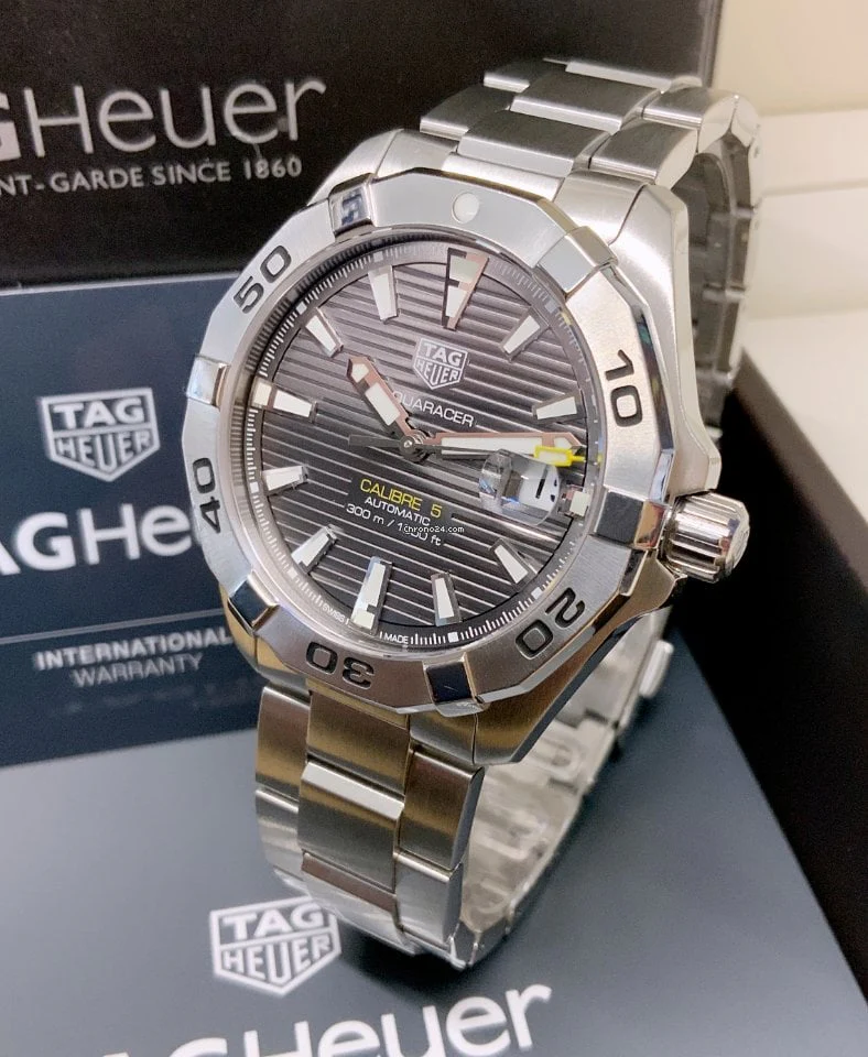 TAG Heuer Aquaracer Calibre 5 Automatic Grey Dial Silver Steel Strap Watch for Men - WBD2113.BA0928 - Image 34