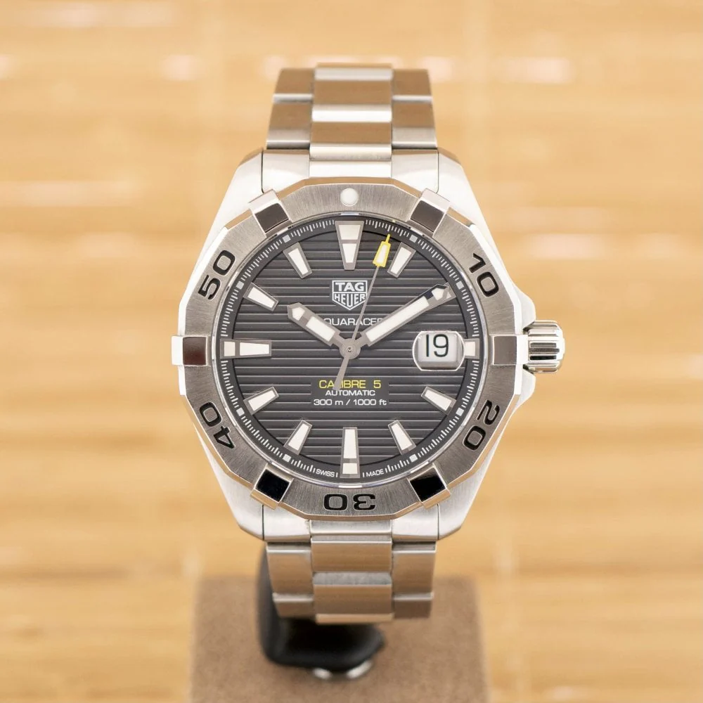 TAG Heuer Aquaracer Calibre 5 Automatic Grey Dial Silver Steel Strap Watch for Men - WBD2113.BA0928 - Image 35