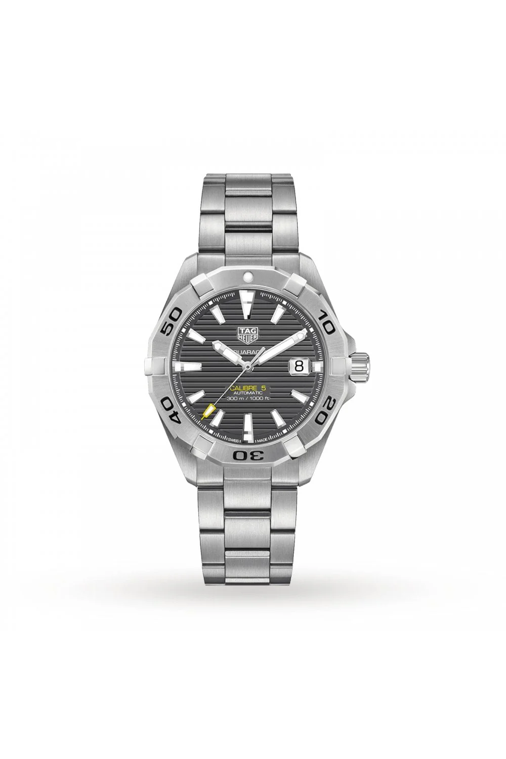 TAG Heuer Aquaracer Calibre 5 Automatic Grey Dial Silver Steel Strap Watch for Men - WBD2113.BA0928 - Image 4