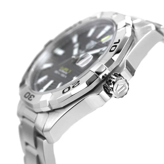 TAG Heuer Aquaracer Calibre 5 Automatic Grey Dial Silver Steel Strap Watch for Men - WBD2113.BA0928 - Image 9